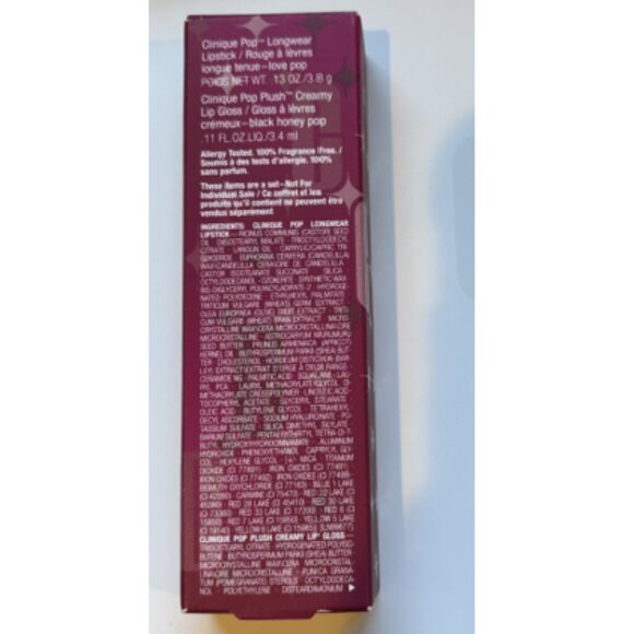 CLINIQUE “LIP LUXURY" 2 Piece Pop Longwear Lipstick/Pop Plush Creamy Lip Gloss - Picture 3 of 14